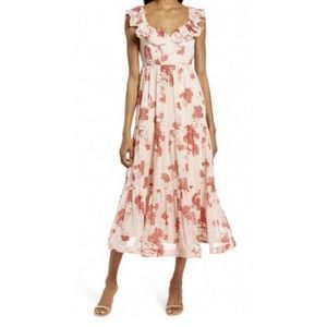 NWOT Chelsea28 Ruffle Midi Creole Amelia Floral Dress Size S MSRP: $128